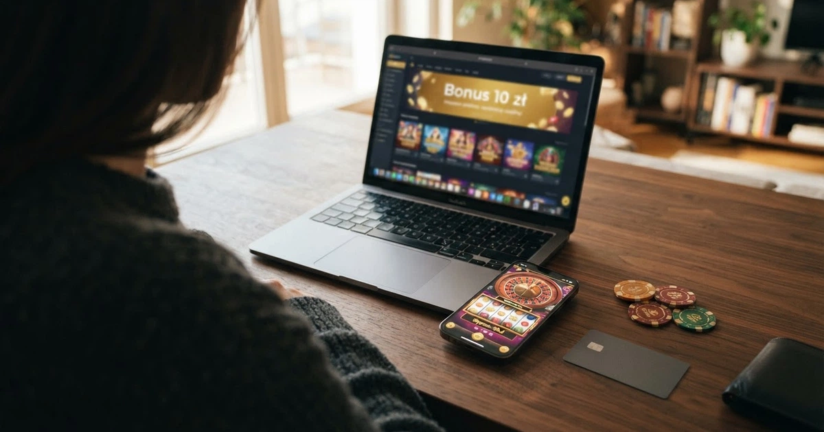 Zestawienie ekranów kasyn online z bonusami bez depozytu na biurku z polską kartą płatniczą i smartfonem