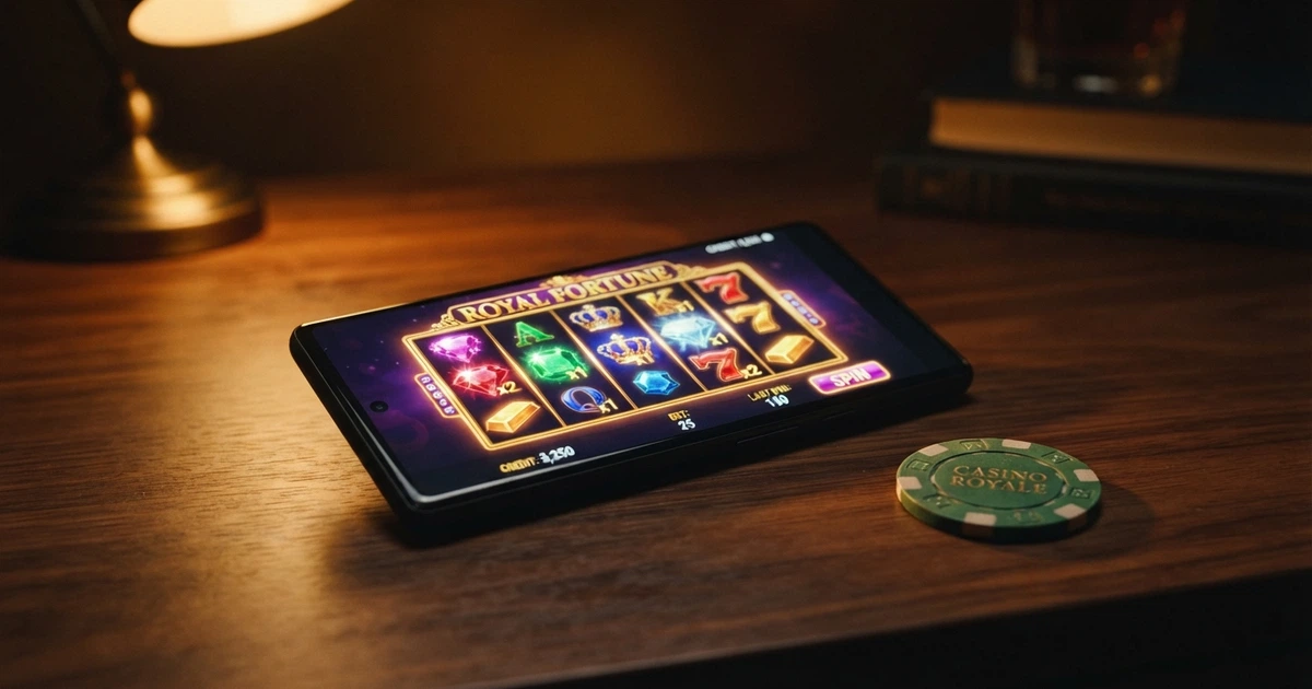 Ekran powitalny kasyna online z logo Playtech, siatką automatów i przyciskiem rejestracji